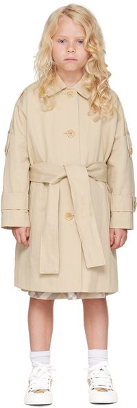 Burberry Kids Beige Nylon & Cotton Car Coat