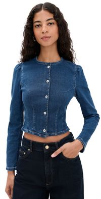 DL1961 Sculpted Denim Top Blue Water (Highluxe) M