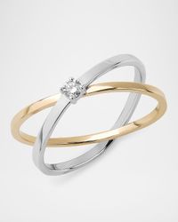 Solo 14K Two-Tone Crisscross Open Diamond Ring