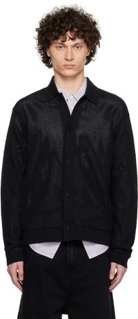 Represent Black Long Sleeve Mesh Knit Cardigan