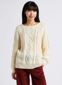 Louise Misha - Pull col rond tricot - Taille L - Beige