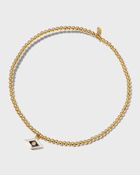 2mm Gold Bead Bracelet with Enamel Groovy Evil Eye Charm