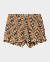 Girl's Remy Smocked Check Shorts, Size 3-14
