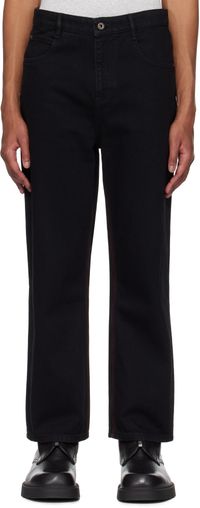 Fax Copy Express Black Stitch Straight Jeans