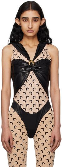 Marine Serre Black Draped Bodysuit