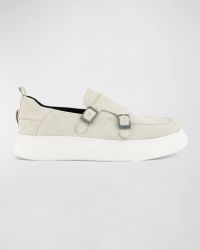 Men's Sneaker-Sole Suede Double-Monk Loafers