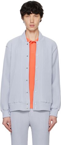 HOMME PLISSÉ ISSEY MIYAKE Blue Kersey Pleats Bomber Jacket