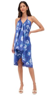 Coniglio Palm Beach Seaspray Mini Dress Brushstroke Floral Misty Blue One Size
