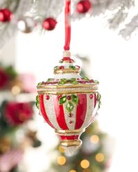 Red and Silver Stripe Christmas Ornament