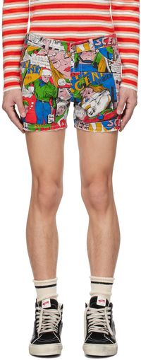 ERL Multicolor Printed Denim Shorts