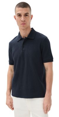 Vince Varigated Texture Polo Coastal Blue S