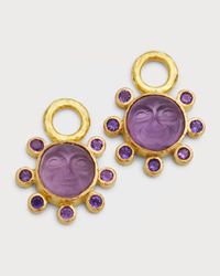 19K Man-In-The-Moon and Aquamarine Earring Pendants