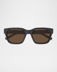 Men's GG1857SM Plastic Rectangle Sunglasses