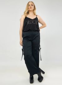 Mat Fashion - Pantalon cargo droit satiné - Taille 50 - Noir