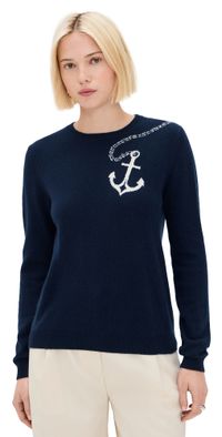 Jumper 1234 Cashmere Anchor Crew Sweater Navy 3