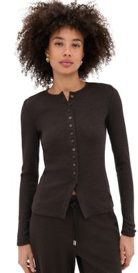 Madewell Joan Crewneck Waffle Top Molasses XL