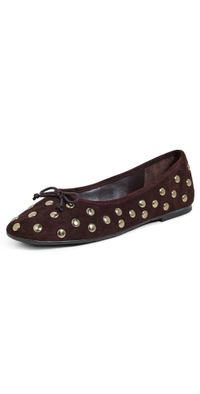 Sam Edelman Alie Studded Flats Café Noir Suede 10.5