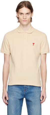 AMI Paris Beige Ami de Cœur Polo