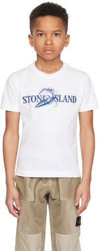 Stone Island Junior Kids White Crewneck T-Shirt