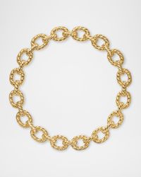 Sculpted Cable Oval Link Necklace in 18K Gold, 18"L