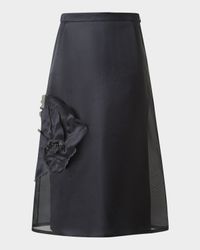 Anemone Corsage Organza Midi Skirt