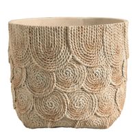 Blanc D'ivoire - Cache-pot osa en ciment crème - grand modèle - 31,5 x 31,5 x 26,5 cm - Taille Unique - Blanc