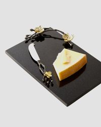 Gold Orchid Small Cheese Board & Knife
