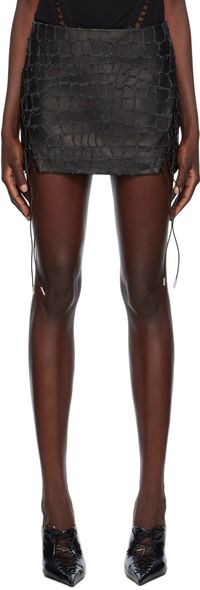 Dion Lee Black Snake Etched Leather Miniskirt