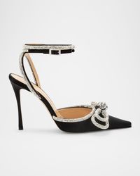 Stass Double Bow Ankle-Strap Pumps