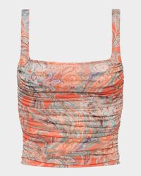 Rasha Shirred Paisley Tank Top