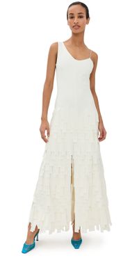 A. W.A. K.E. MODE Multi Rectangle Maxi Dress With Front & Back Slits Ivory 36