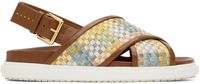 Marni Brown Leather Fussbett Raffia-Effect Sandals