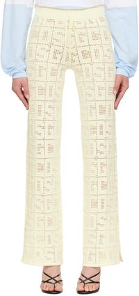 GCDS Pantalon blanc cassé à monogrammes
