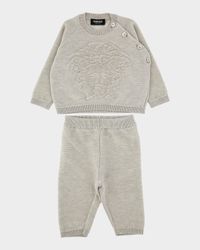 Boy's Embroidered Medusa Knit Top & Pants Set, Size 3M-18M