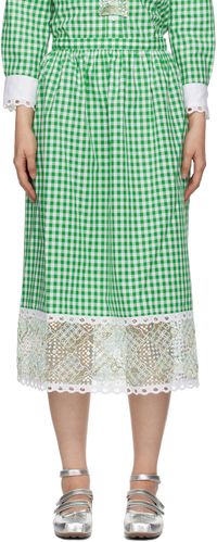 Anna Sui Jupe midi vert et blanc à motif guinguan