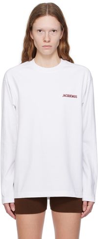 JACQUEMUS White Le Chouchou 'Le T-Shirt Pavane Manches Longues' Long Sleeve T-Shirt