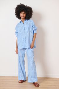 Garance Paris - Pantalon large à rayures - Taille L - Bleu
