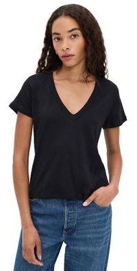 Leset Laura V Neck Tee Black S