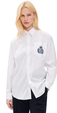 Sporty & Rich NY Crest Oversized Shirt White XS