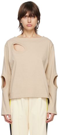 INSCRIRE T-shirt à manches longues beige à découpes