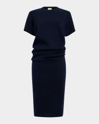 Callas Draped Short-Sleeve Midi Dress