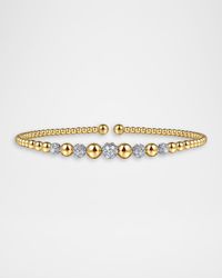 14K Yellow and White Gold Bujukan Diamond Stations Bangle