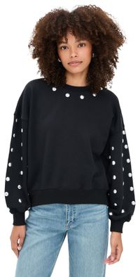 Cinq à Sept Studded Sleeves Brandy Pullover Black/Silver XS