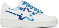 BAPE Baskets blanc et bleu à étoiles emblématiques et à motif camouflage ABC