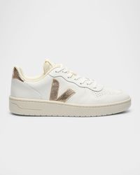 V-10 Bicolor Leather Low-Top Sneakers