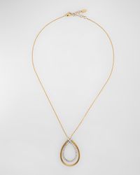 18K Yellow Gold Coil Drop Pendant Necklace with Diamonds