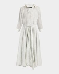 Bracelet-Sleeve Silk Midi Shirtdress