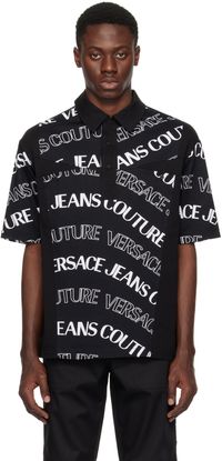 Versace Jeans Couture Black Logowave Polo