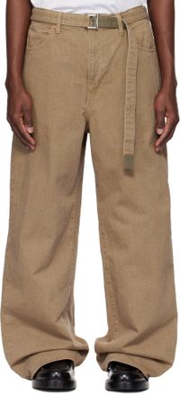sacai Beige Belted Jeans