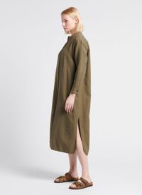 Bonton - Robe midi col rond en coton - Taille L - Kaki